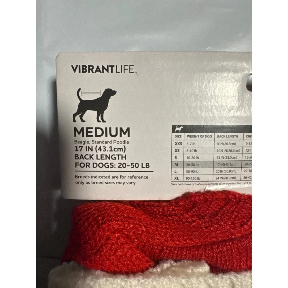 Vibrant Life Pet Sweater New  Medium‎ Red Holiday Dog Costume Beagle Poodle